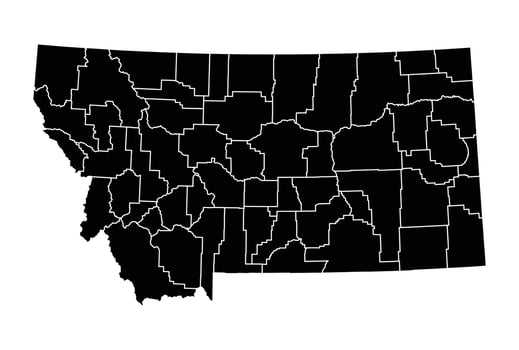 Montana Black Administrative Map vector