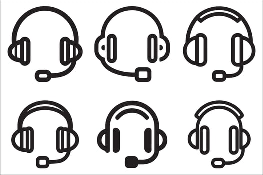 Headsets Illustration Collection Great for Customer Support Online Consultation Services vector