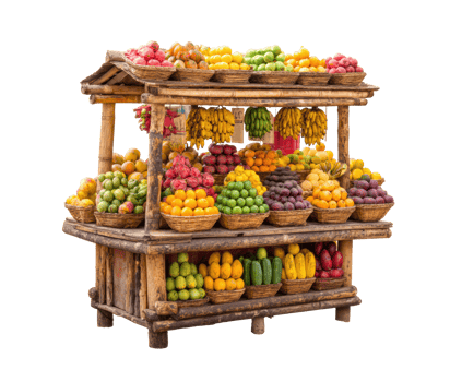 Vibrant fruit stand brimming with fresh tropical produce png