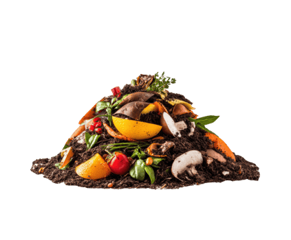 Organic waste compost pile for gardening use png