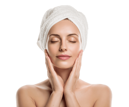 Relaxing spa treatment with a woman enjoying skincare routine png