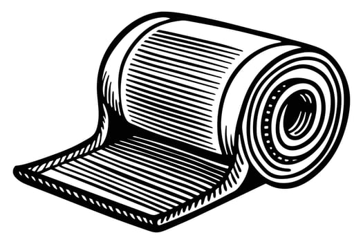 Dramatic Close-Up of a Rolled Bandage First Aid Essentials in Vintage Woodcut Style Illustration - Professional digital artwork with vibrant colors and detailed composition vector