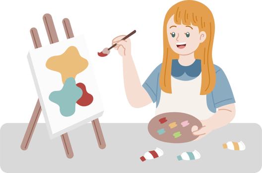 girl attend art class painting png