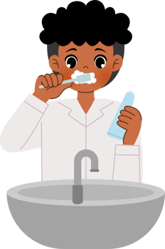 boy brush teeth at sink png