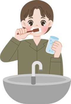 boy holding toothpaste brush teeth at the sink png