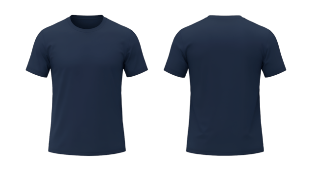 Navy Blue Crew Neck TShirt Front and Back View Mockup png