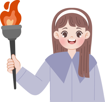 girl holding torch with fire png