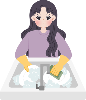 woman washing dishes png