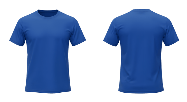 Royal Blue TShirt Front and Back View Casual Apparel Display png