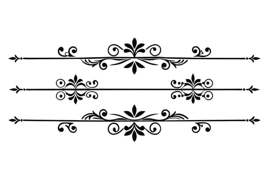Elegant Black and White Floral Flourishes Decorative Dividers for Design Projects, Adding a Classic and Refined Touch vector