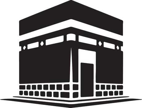 Majestic Kaaba in Mecca A Serene Black and White Illustration of Islams Holiest Site - Professional digital artwork with vibrant colors and detailed composition vector