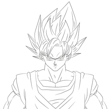 Illustration of Goku Super Saiyan freshly drawn and ready to be painted vector