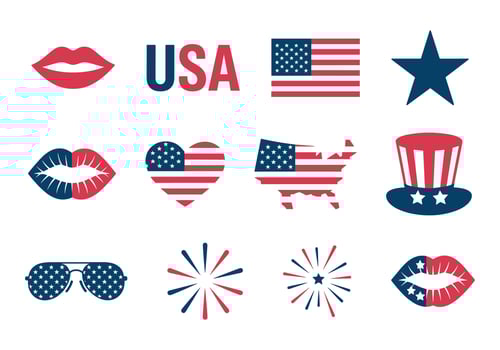 Patriotic USA Elements for Celebrations On White Background vector