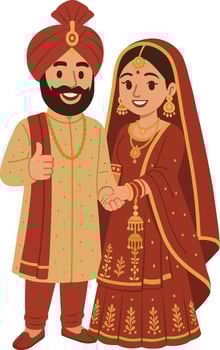 Punjabi Couple in Traditional Wedding Attire Illustration vector