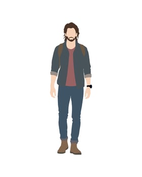 Man in casual clothing with backpack and beard vector