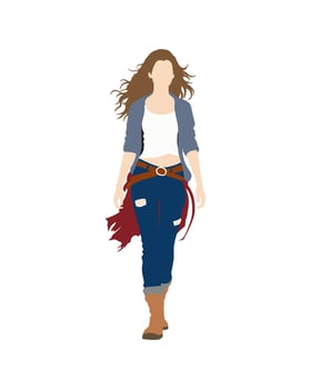Woman in ripped jeans and jacket walking vector