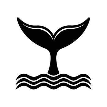 Whale Tail Above Water Icon vector