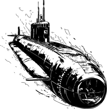 Submarine illustration in motion with streamlined design and detailed structure vector