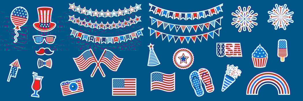 Independence Day Stickers. America Day. Illustration. vector