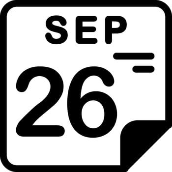 26 September Calendar Solid Black Icon vector