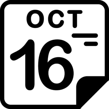 16 October Calendar Solid Black Icon vector