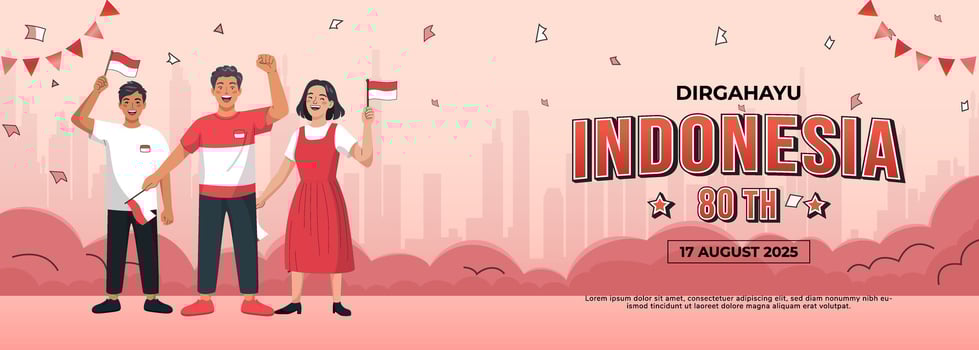 Happy Indonesian Independence Day Celebration With Flags and Enthusiastic Citizens vector