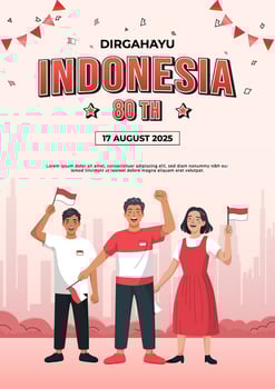 Celebrating Indonesian Independence Day with Happy Citizens and National Flags vector