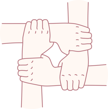 An appealing illustration of interlocking hands that symbolizes teamwork and cooperation among people png