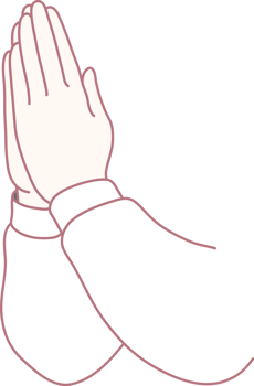 This is an illustration depicting hands positioned in a prayer stance, representing both gratitude and spirituality png