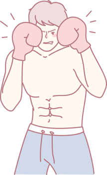 A dynamic illustration of a boxer showing exceptional determination and strength during training sessions png