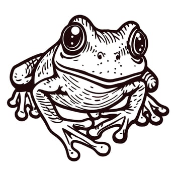 Detailed line drawing of a frog with emphasis on texture and expression vector