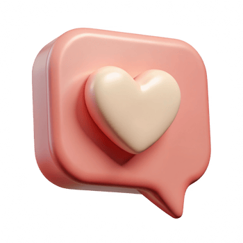 Pink speech bubble with heart icon isolated on transparent background png