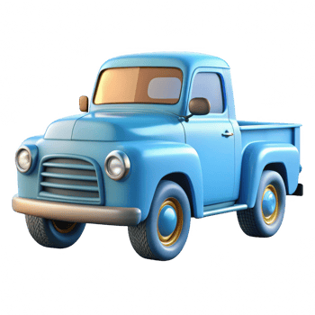 Cartoon blue pickup truck isolated on transparent background png