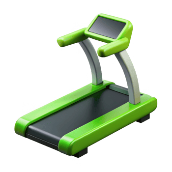 Modern green treadmill fitness machine isolated on transparent background png