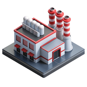Isometric factory building model isolated on transparent background png