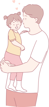 An incredibly heartwarming illustration shows a father tenderly embracing his beloved daughter, radiating love and joy png