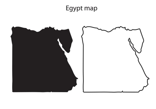 Egypt map silhouette, isolated shape vector