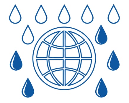 Global water conservation concept showing an earth globe surrounded by falling raindrops for sustainability awareness vector