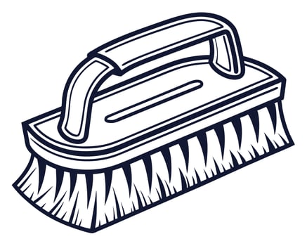 A detailed illustration of a sturdy cleaning brush with a comfortable grip handle for scrubbing vector