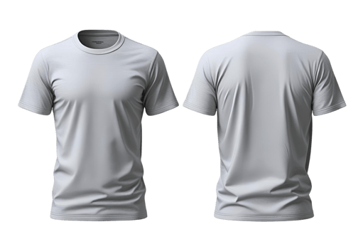 Light gray t-shirt round neck template front back isolated png
