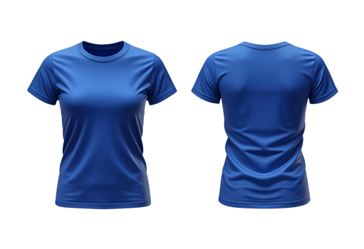 Royal blue blank T-shirt template, front and back, isolated, clipping. png