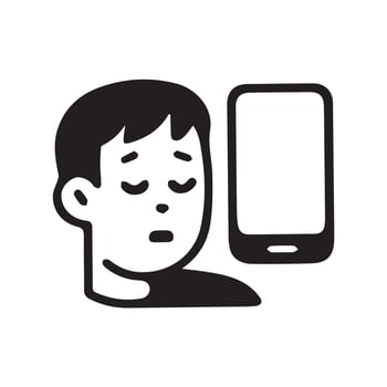 A person looks disappointedly at a phone feeling lonely and unhappy vector