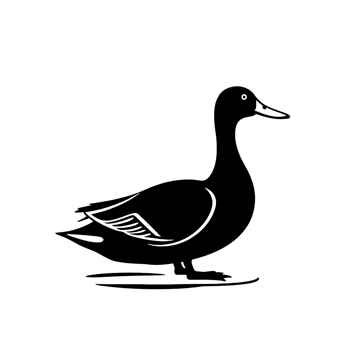 A black and white drawing of a duck png