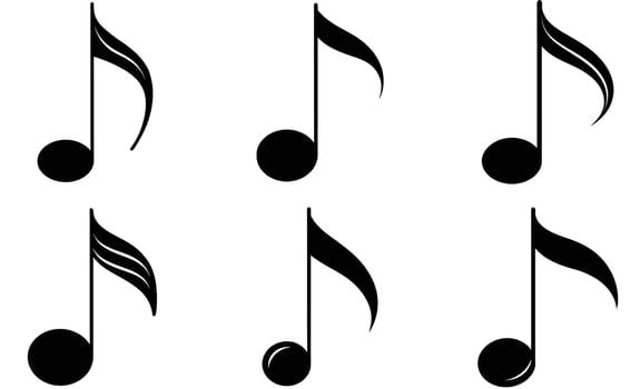 Six Eighth Notes in Elegant Black Silhouettes on a White Background A Stylish Musical Illustration vector