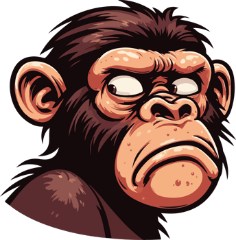 A cartoon monkey with an angry expression png
