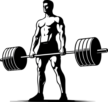 A silhouette of a man lifting a barbell png