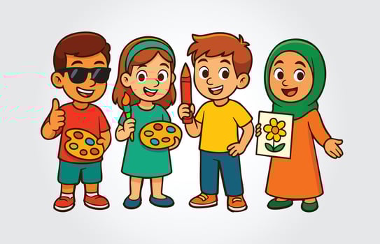 Kids Paint Drawing Cartoon Character Template vector