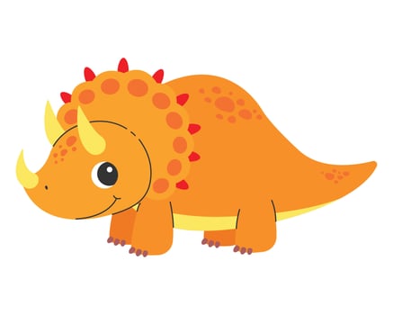 Cute dinosaur on white background. Cartoon triceratops. illustration vector