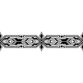 Geometric Art Deco Border Element on White, Monochromatic vector
