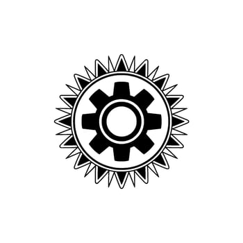 Gearshaped Sunburst , Black White, Minimalist vector